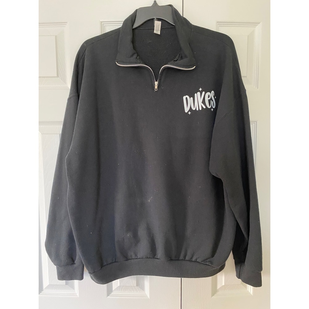 Jerzees Quarter Zip Sweatshirt Womens 3XL Black Dukes Graphic Pullover Cozy